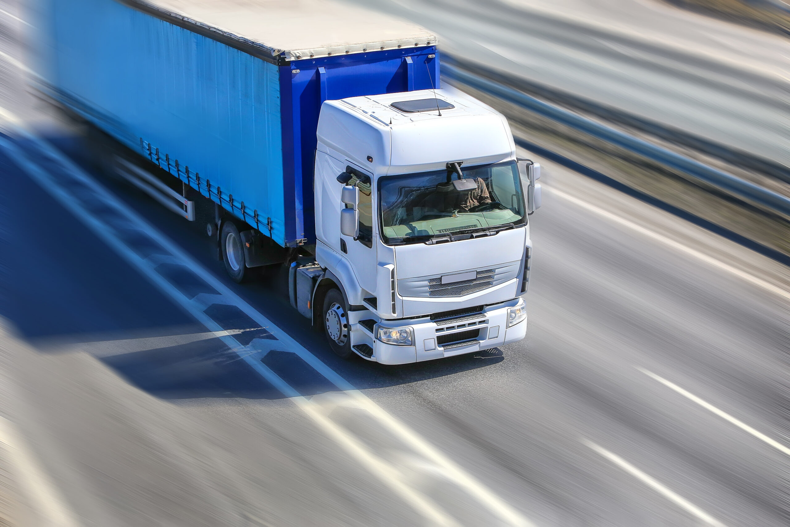 truck moves on highway